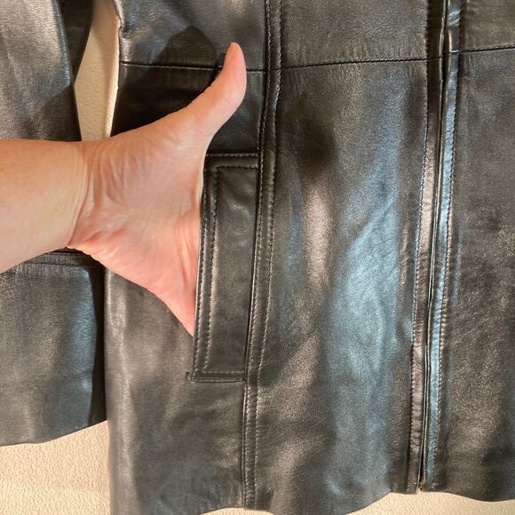 Excelled Leather‎ Jacket Women's XS Black Full Zip Mid Length Coat - Picture 7 of 13